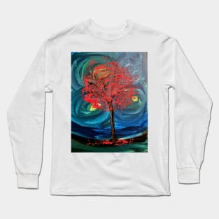 A red leaf tree in storm Long Sleeve T-Shirt